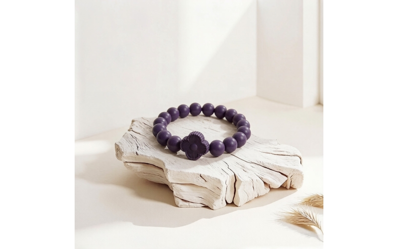 Purple Fortune Four-Leaf Herbal Incense Bracelet